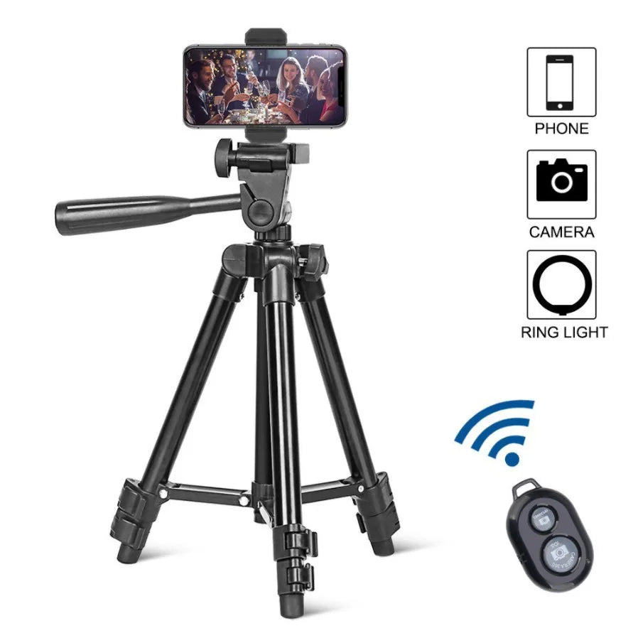 Phone Tripod,1.3M Aluminum Camera/Mobile Phone Tripod with Remote 1/4”Screw for Photography and Video Recording
