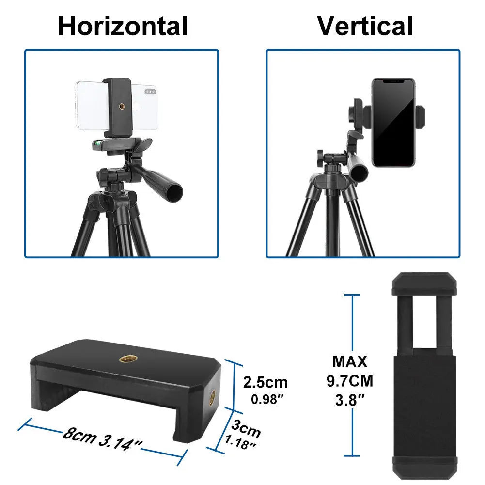 Phone Tripod,1.3M Aluminum Camera/Mobile Phone Tripod with Remote 1/4”Screw for Photography and Video Recording